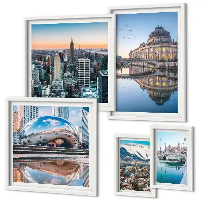 Framed photo set Urban landscapes architecture nature