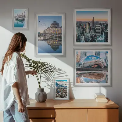 Framed photo set Urban landscapes architecture nature
