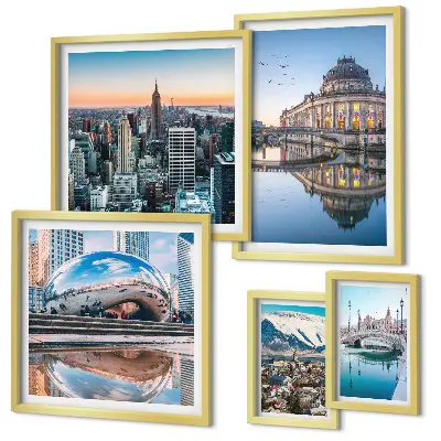 Framed photo set Urban landscapes architecture nature