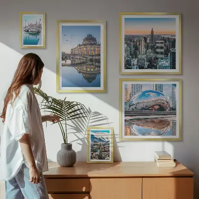 Framed photo set Urban landscapes architecture nature