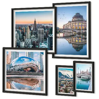Framed photo set Urban landscapes architecture nature