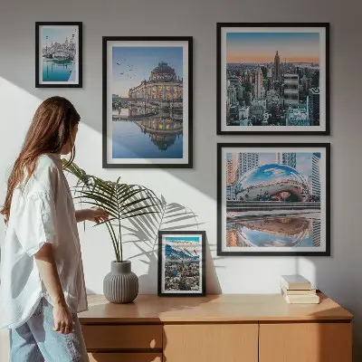 Framed photo set Urban landscapes architecture nature