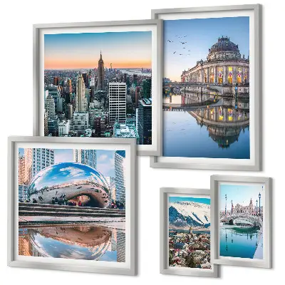 Framed photo set Urban landscapes architecture nature