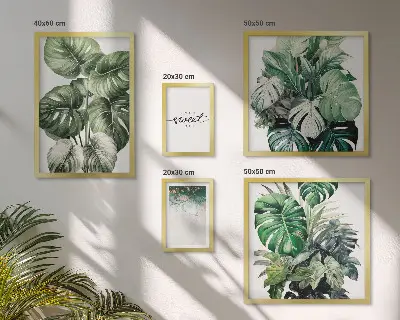 Set of 5 wall art pieces Modern plant motifs