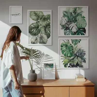 Set of 5 wall art pieces Modern plant motifs