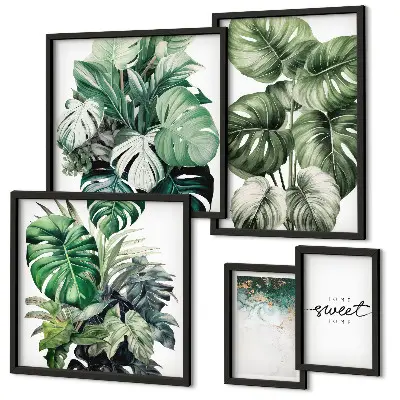 Set of 5 wall art pieces Modern plant motifs