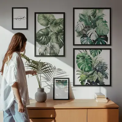 Set of 5 wall art pieces Modern plant motifs