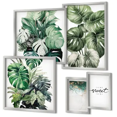 Set of 5 wall art pieces Modern plant motifs
