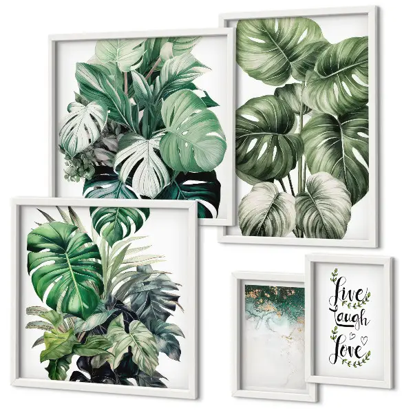 Gallery wall Plant motifs quotes abstraction