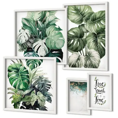 Gallery wall Plant motifs quotes abstraction