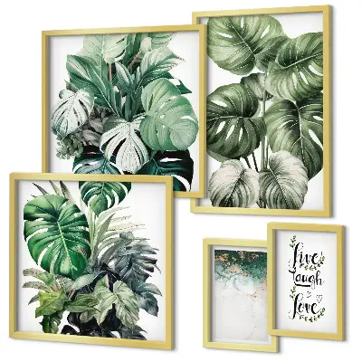 Gallery wall Plant motifs quotes abstraction