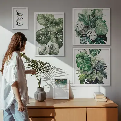 Gallery wall Plant motifs quotes abstraction