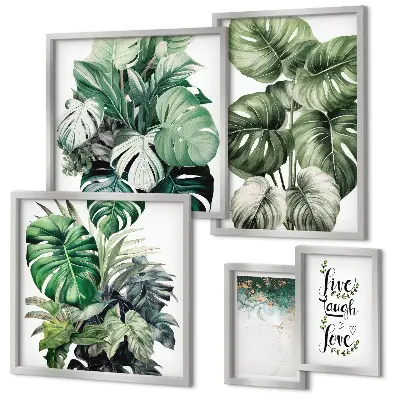 Gallery wall Plant motifs quotes abstraction