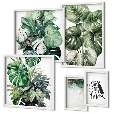 Framed photo set Abstract plant quotes