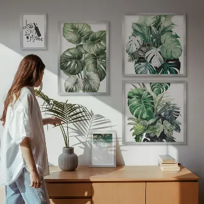 Framed photo set Abstract plant quotes