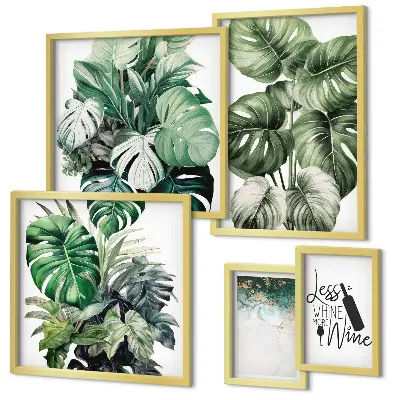 Abstract plant quotes framed photo set
