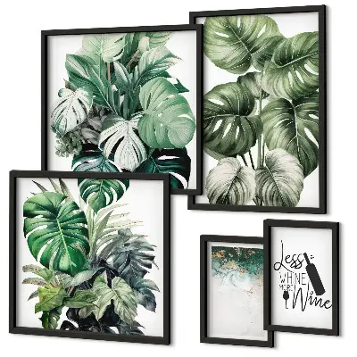 Framed photo set Abstract plant quotes