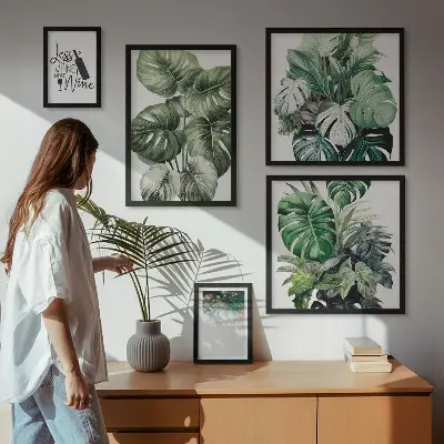 Framed photo set Abstract plant quotes