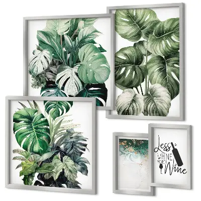 Framed photo set Abstract plant quotes