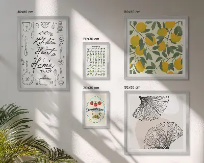 Set of 5 wall art pieces Stylish kitchen inspirations