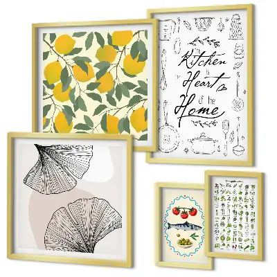 Set of 5 wall art pieces Stylish kitchen inspirations