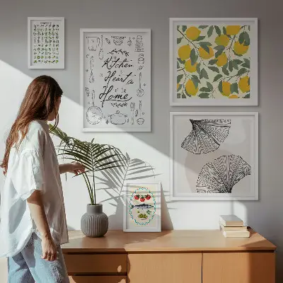 Set of 5 wall art pieces Stylish kitchen inspirations