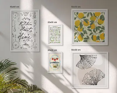 Set of 5 wall art pieces Stylish kitchen inspirations