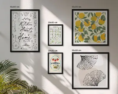 Set of 5 wall art pieces Stylish kitchen inspirations