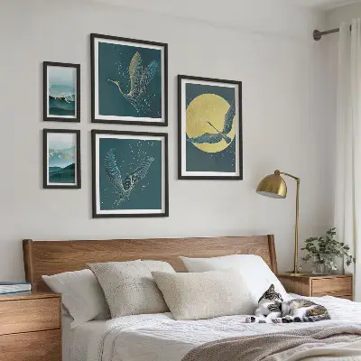 Landscapes birds night sky wall art set of 5 pieces