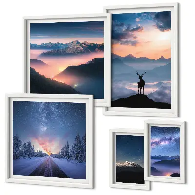 Gallery wall Mountain landscapes at night