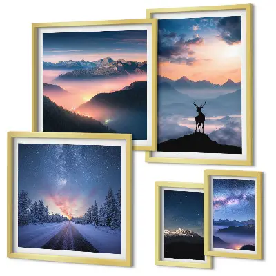 Gallery wall Mountain landscapes at night