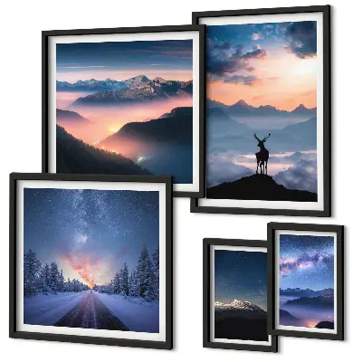 Gallery wall Mountain landscapes at night