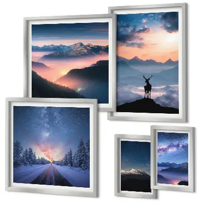 Gallery wall Mountain landscapes at night