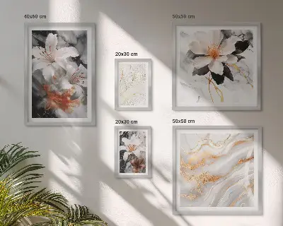 Framed photo set Floral marble background elegance