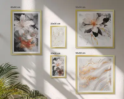 Framed photo set Floral marble background elegance