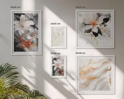 Framed photo set Floral marble background elegance
