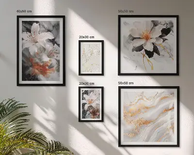 Framed photo set Floral marble background elegance