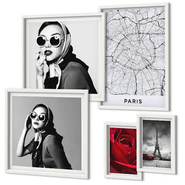 Set of 5 wall art pieces Stylish accents of Paris fashion
