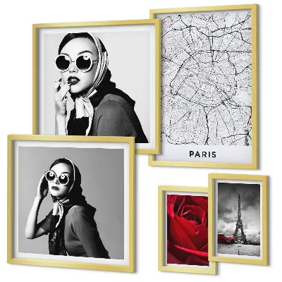 Set of 5 wall art pieces Stylish accents of Paris fashion