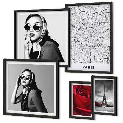 Set of 5 wall art pieces Stylish accents of Paris fashion