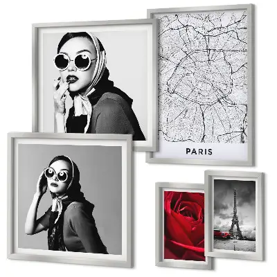 Set of 5 wall art pieces Stylish accents of Paris fashion