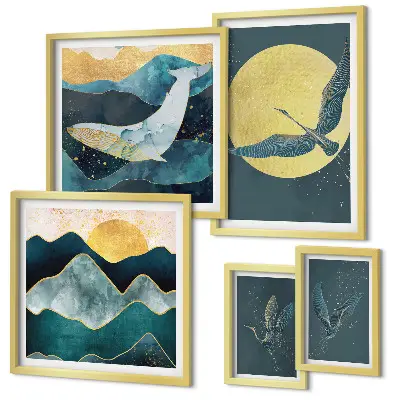 Framed photo set Birds mountains modern style