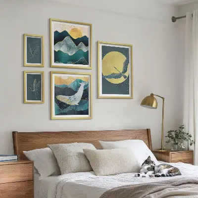 Framed photo set Birds mountains modern style