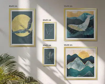 Framed photo set Birds mountains modern style