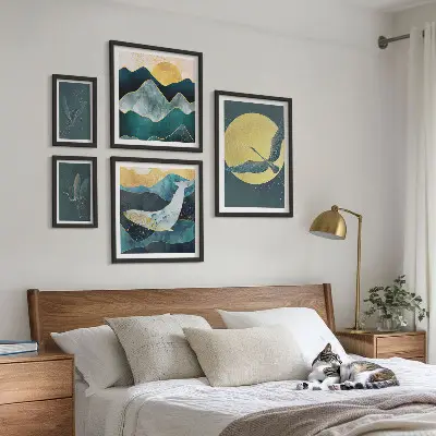 Framed photo set Birds mountains modern style
