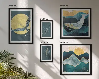 Framed photo set Birds mountains modern style