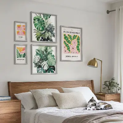 Set of 5 wall art pieces Plant motifs boho flowers