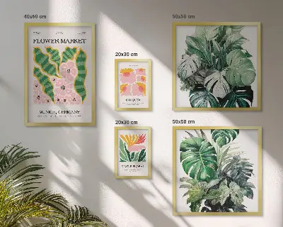 Set of 5 wall art pieces Plant motifs boho flowers