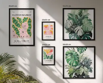 Set of 5 wall art pieces Plant motifs boho flowers