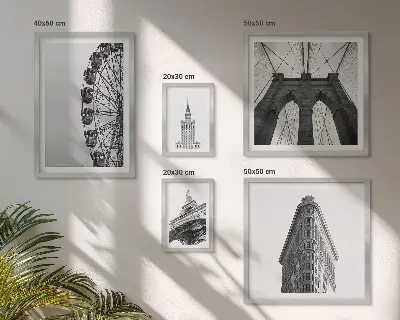 Set of 5 wall art pieces Black and white metropolitan architecture